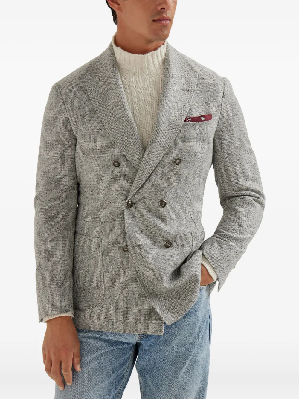 Brunello Cucinelli Geruite blazer Grijs