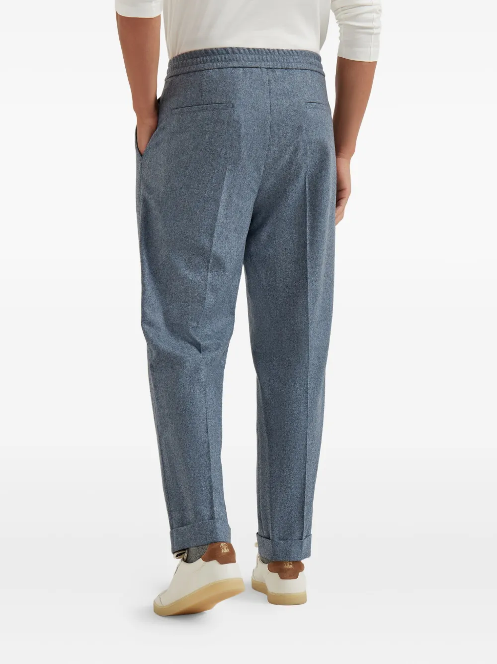 Brunello Cucinelli Trousers With Double Pleats And Drawstring In Blue