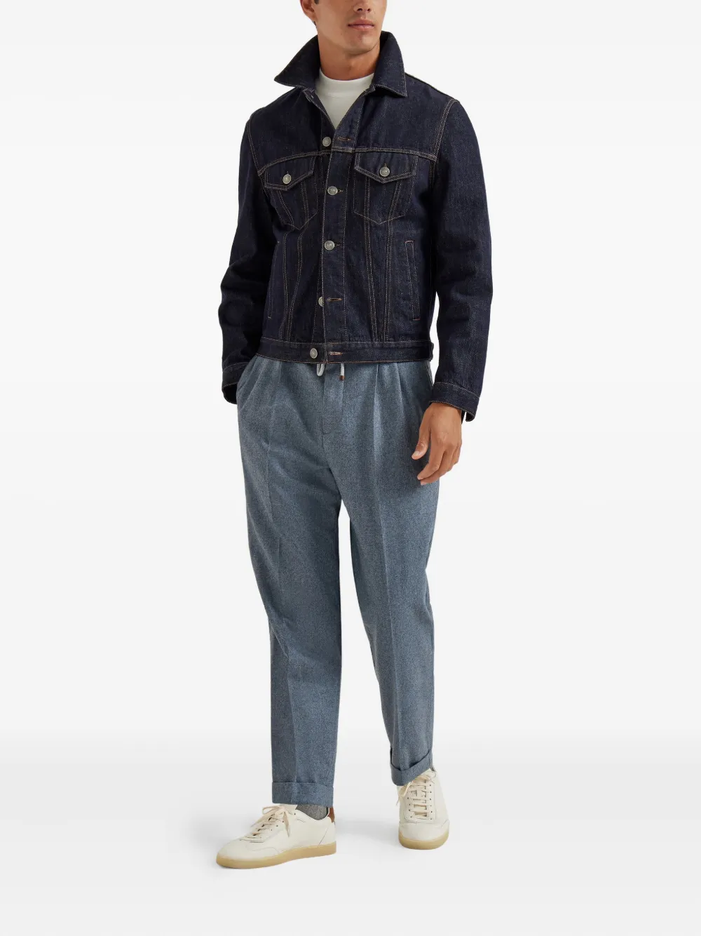 Brunello Cucinelli Broek met dubbele plooi - Blauw