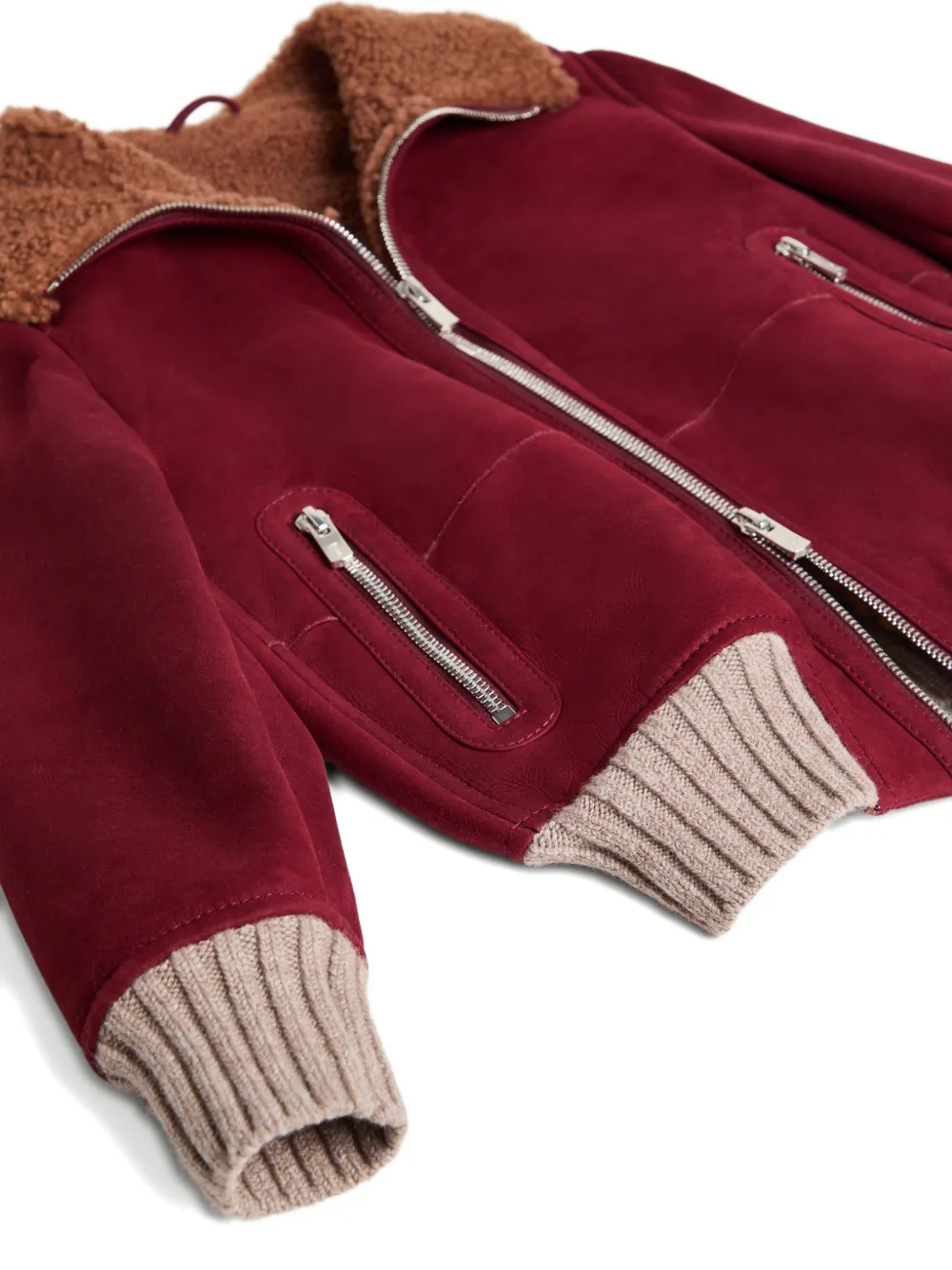 Brunello Cucinelli Kids Bomberjack met lammy kraag Rood