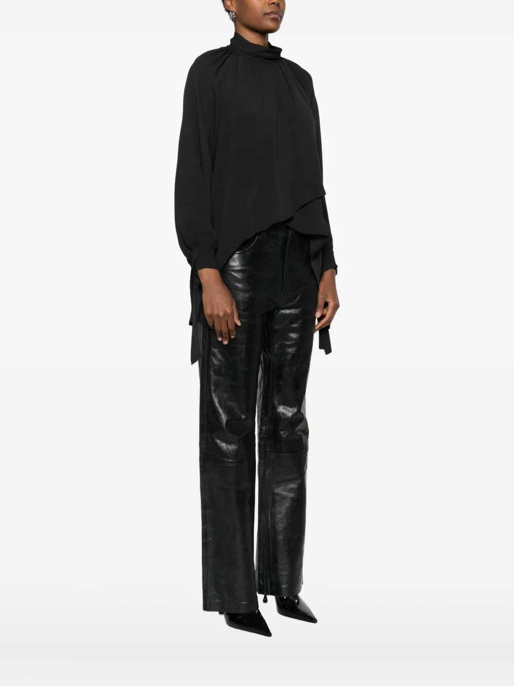 Dixie High-neck Asymmetric Blouse In Black