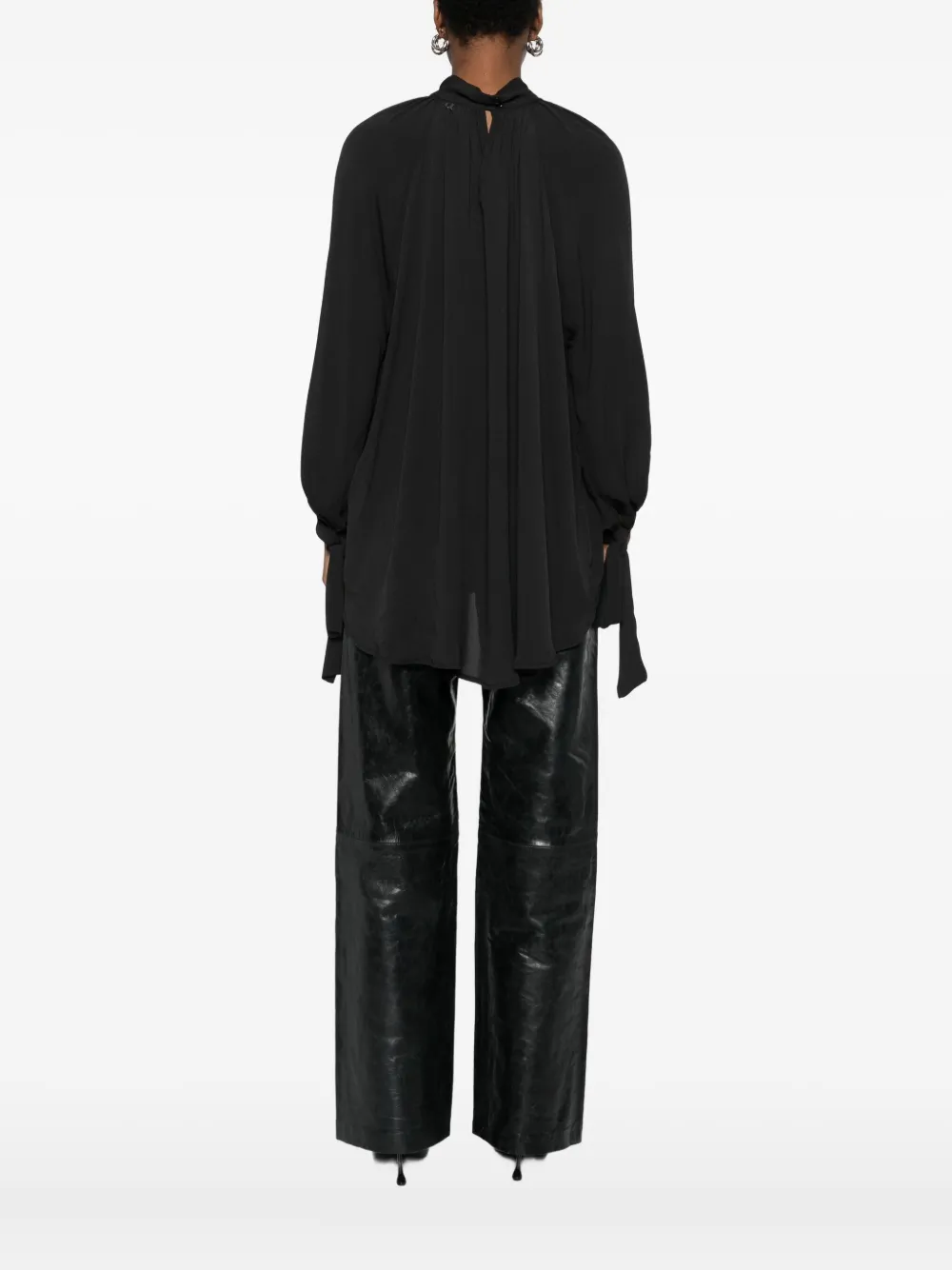 Dixie High-neck Asymmetric Blouse In Black