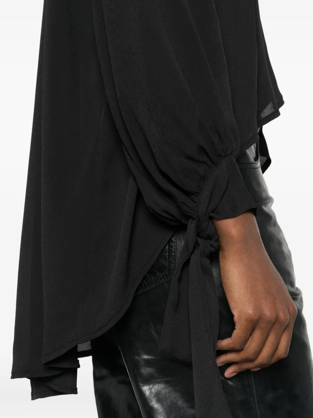 Dixie High-neck Asymmetric Blouse In Black
