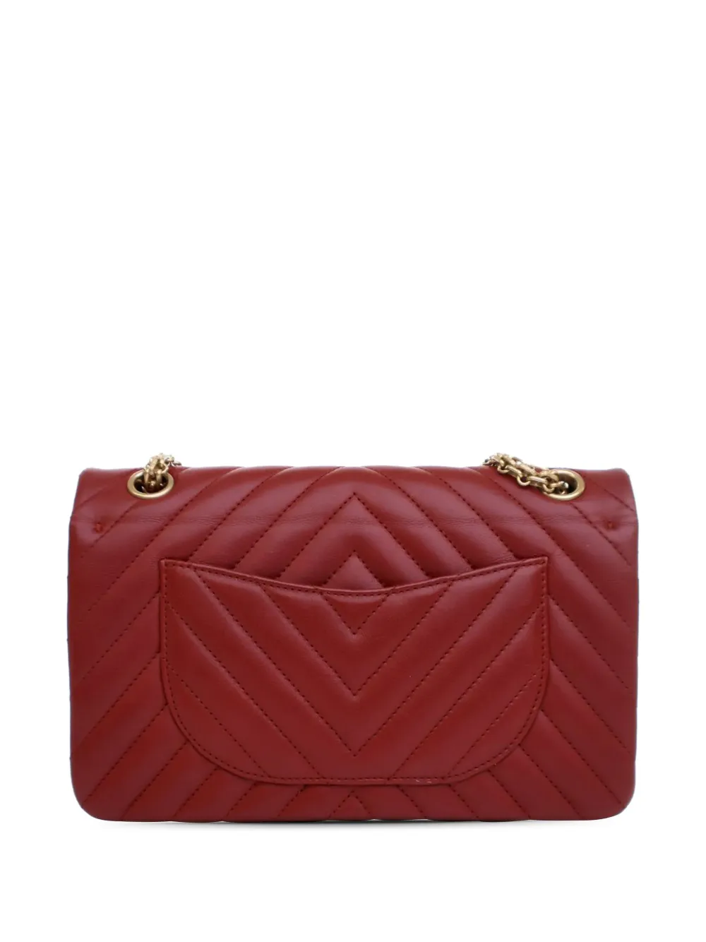 Pre-owned Chanel 2017-2018 Reissue 2.55 Chevron Aged Calfskin Double Flap 225 Shoulder Bag In Red