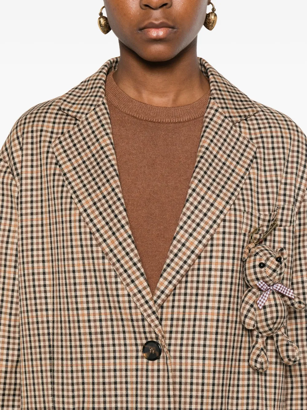 Dixie Plaid Wool Jacket In Brown