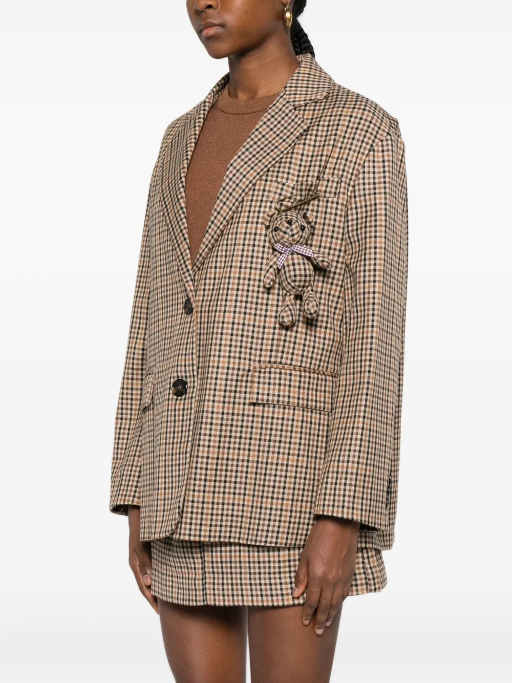 Dixie Plaid Wool Jacket In Brown