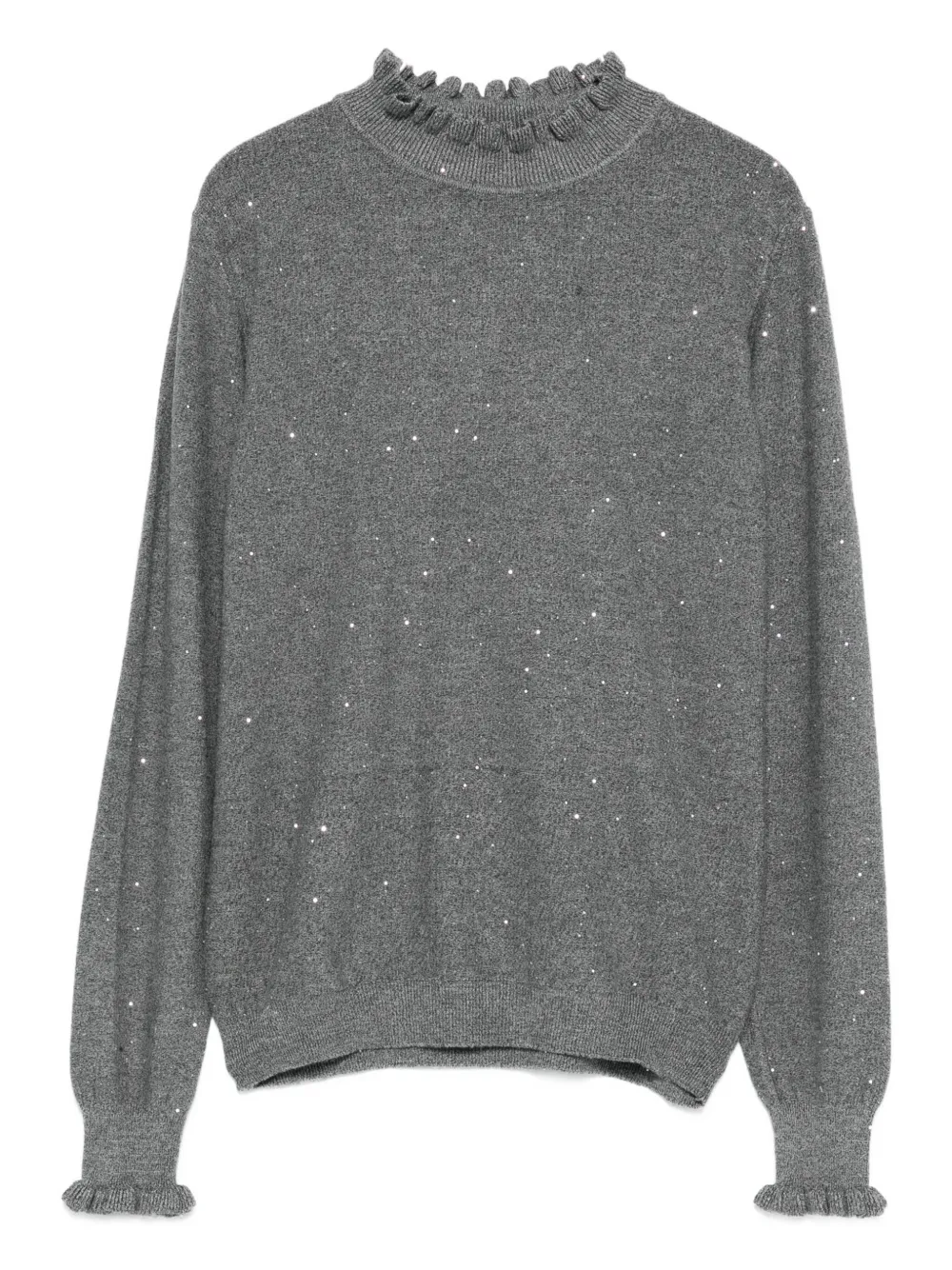 Dixie Ruffled-neck Sweater In Gray