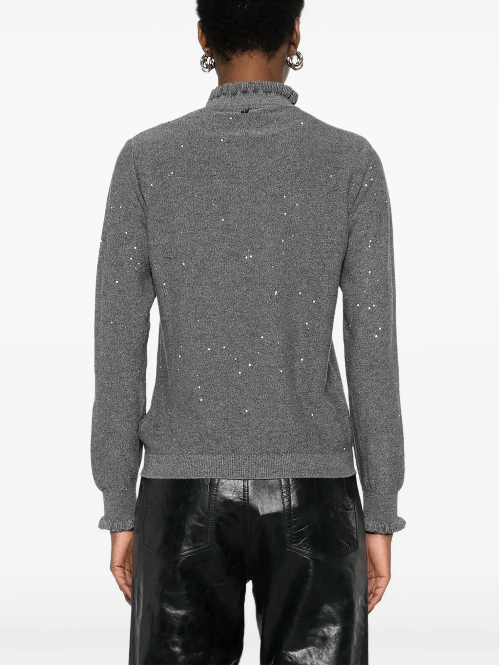 Dixie Ruffled-neck Sweater In Gray