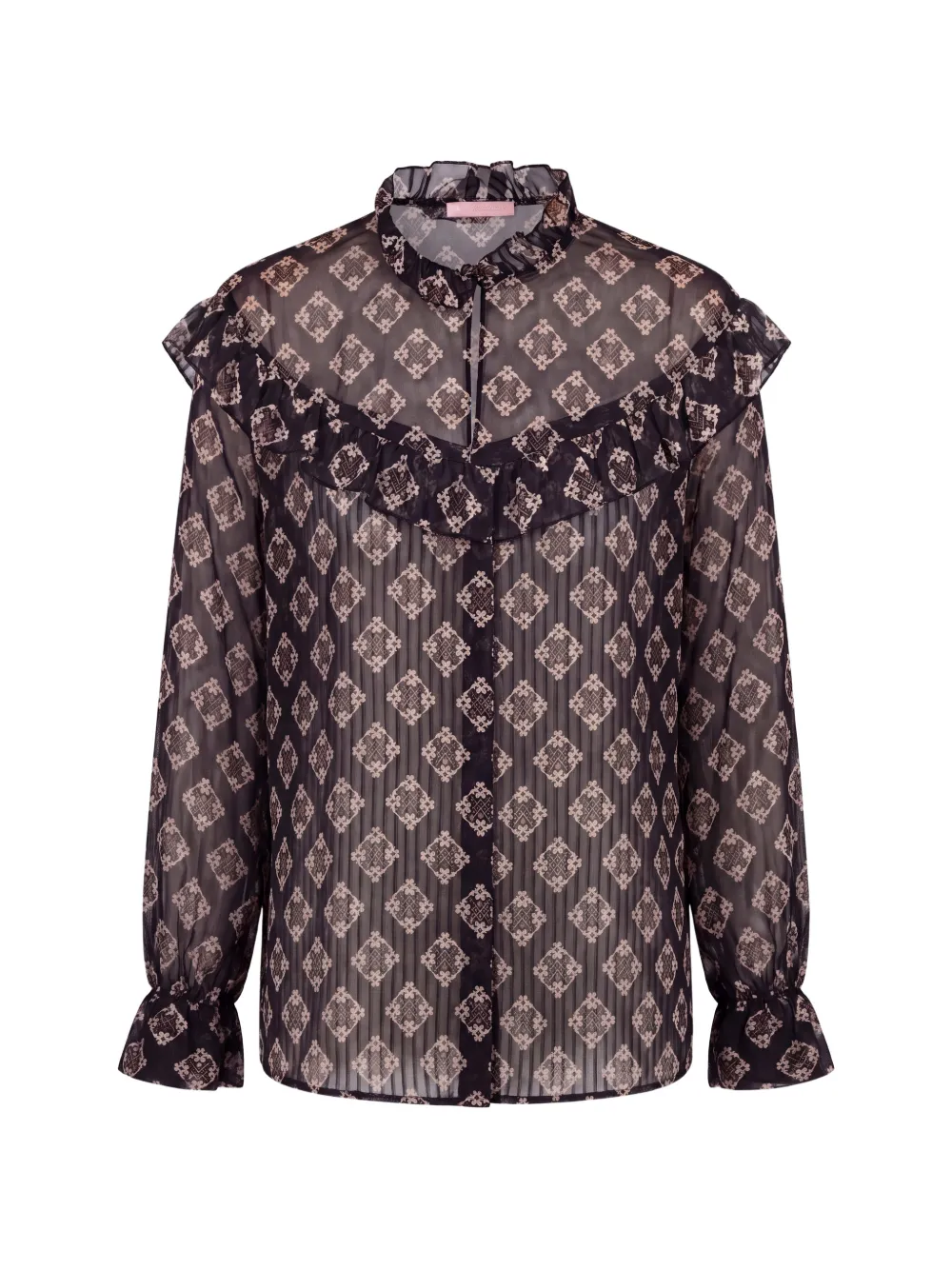 Kristina Ti ruffled geometric-print shirt - Nero