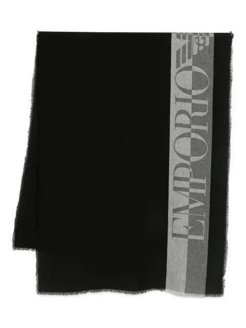 Emporio Armani logo fringed scarf