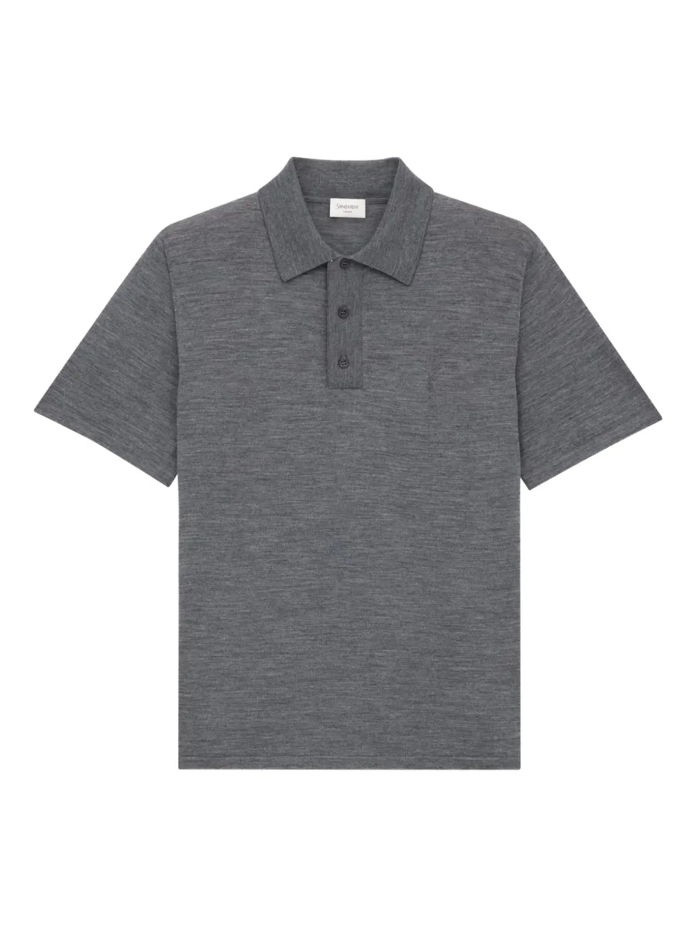 Saint Laurent Cassandre Short-sleeve Polo Shirt In Gray