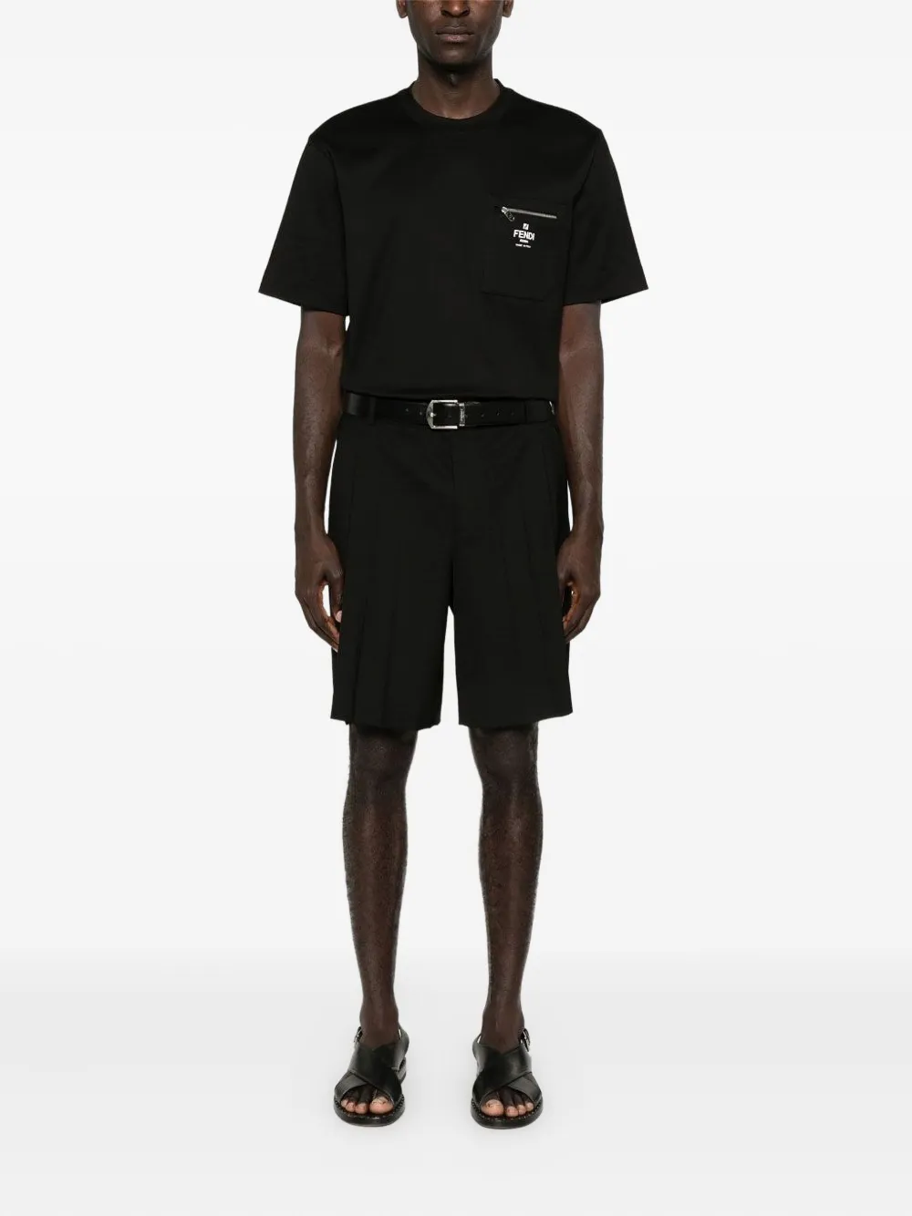 FENDI zip-pocket T-shirt - Zwart