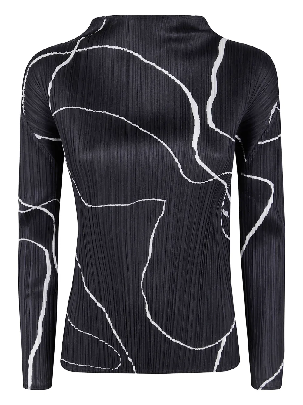Pleats Please Issey Miyake top plisado con cuello falso | negro | Image 1