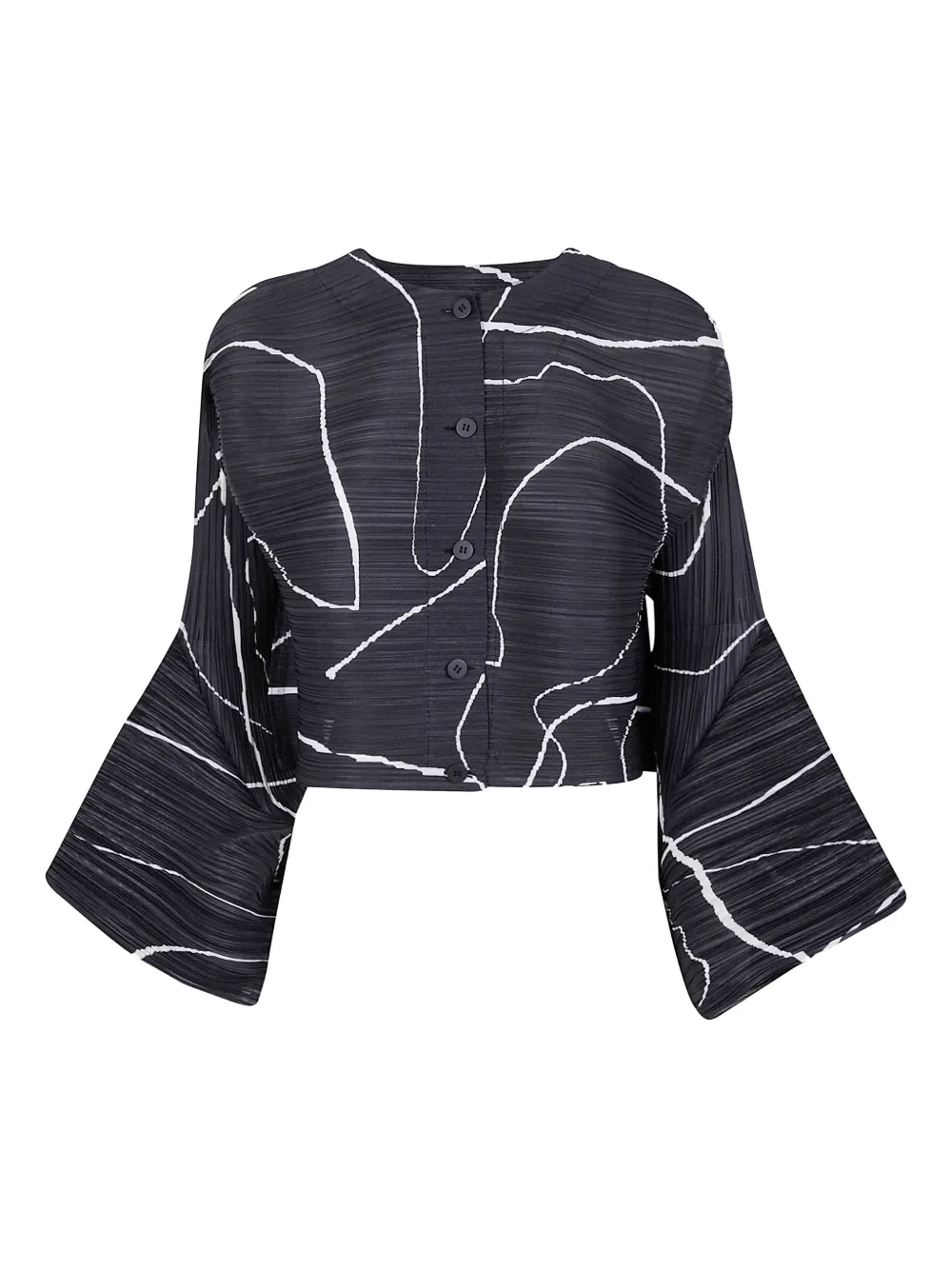 Pleats Please Issey Miyake graphic-print pleated cardigan | Black | Image 1