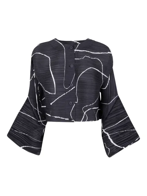 Pleats Please Issey Miyake graphic-print pleated cardigan