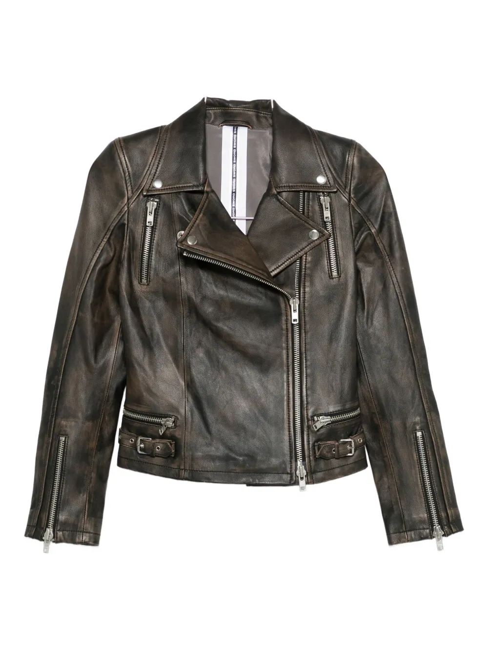 Sword 6.6.44 Zip-up Leather Jacket In Black