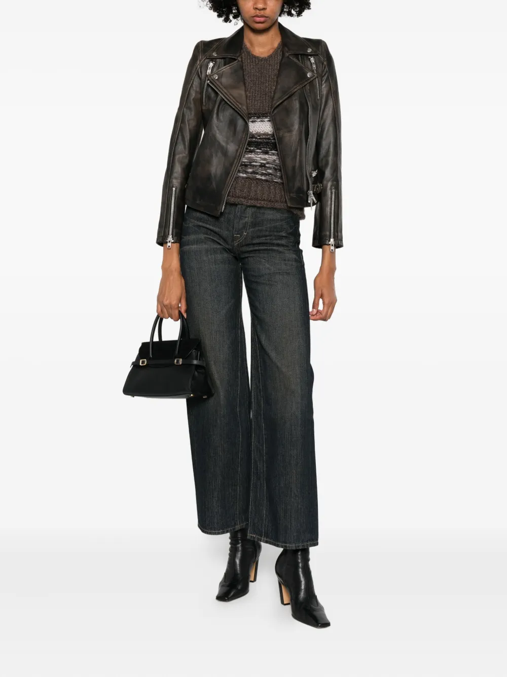 Sword 6.6.44 Zip-up Leather Jacket In Black