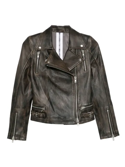 Sword zip-up leather jacket