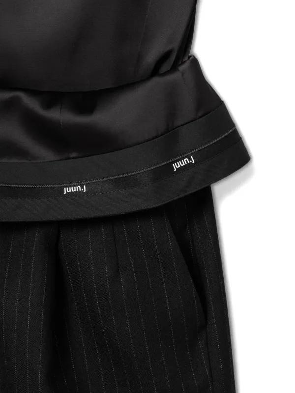 Juun.J ストライプ Vネックドレス | ブラック | FARFETCH JP