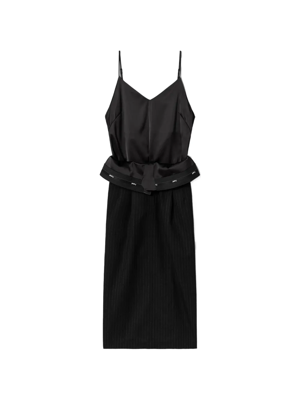 Juun.J V-neck pinstripe dress - Nero