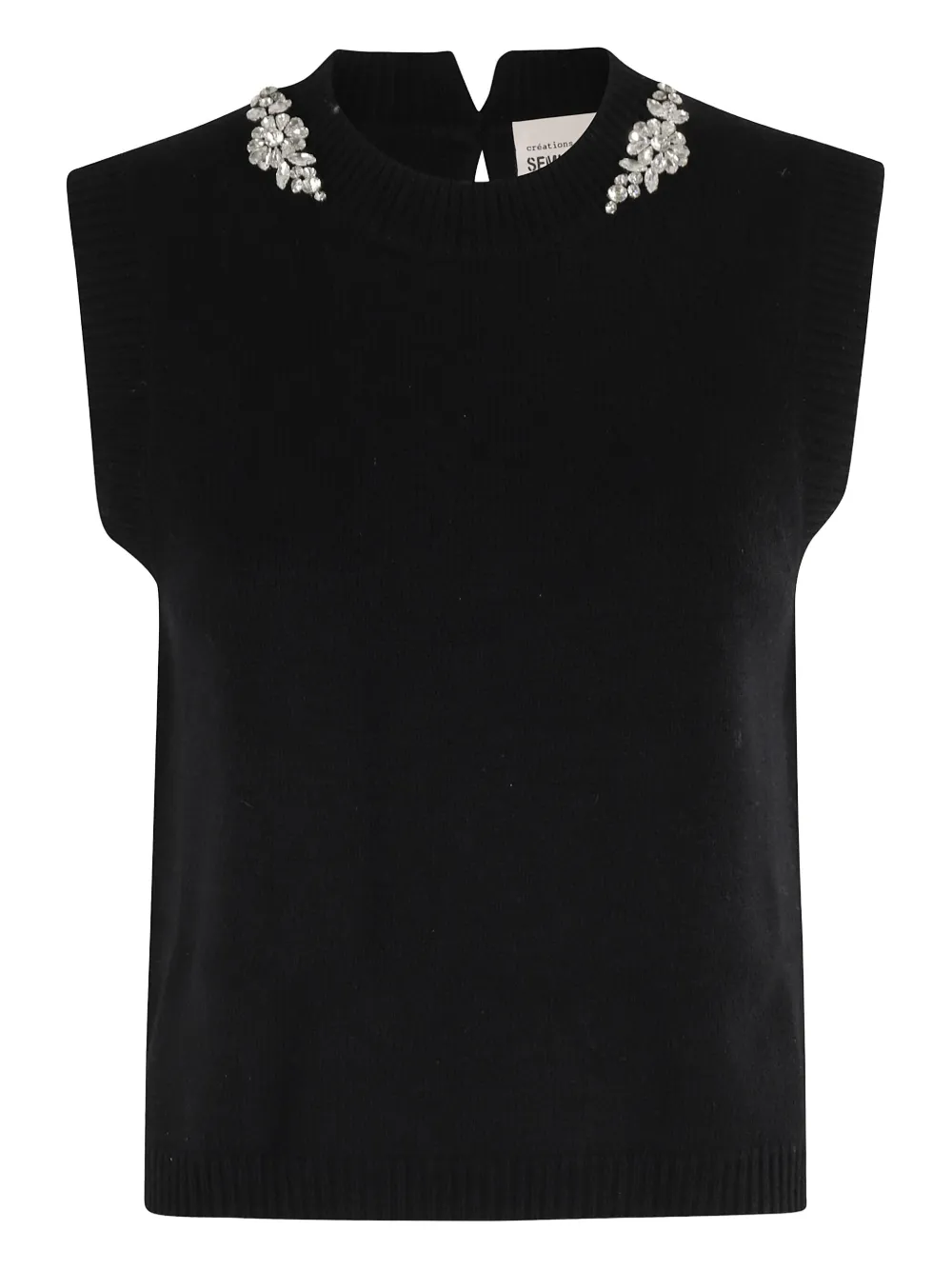 Semicouture Top Alienor con strass - Nero