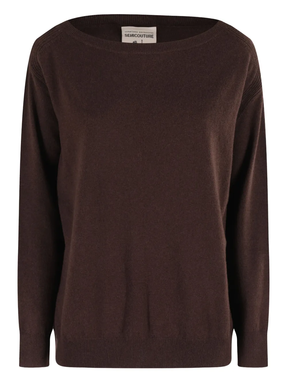 Semicouture Maglione Jupiner con scollo a barca - Marrone