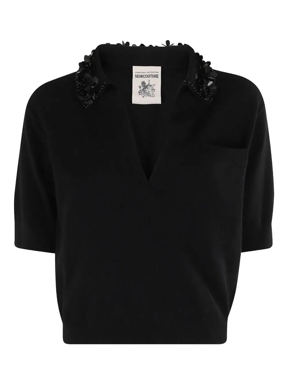 Semicouture Top Giulia con decorazione - Nero