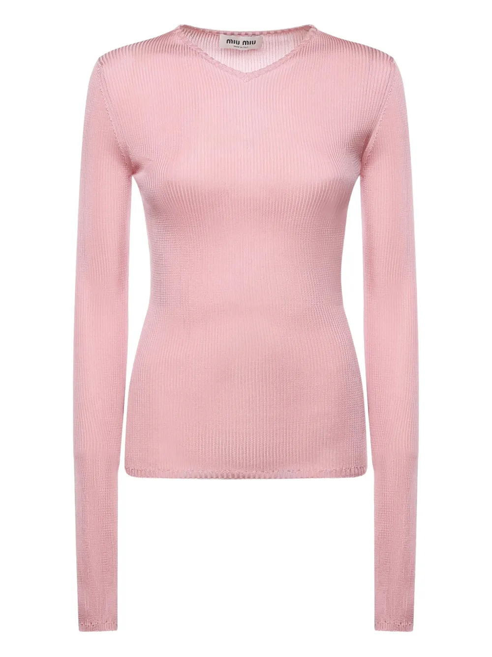 Miu Miu v-ringad ribbad topp | rosa | Image 1