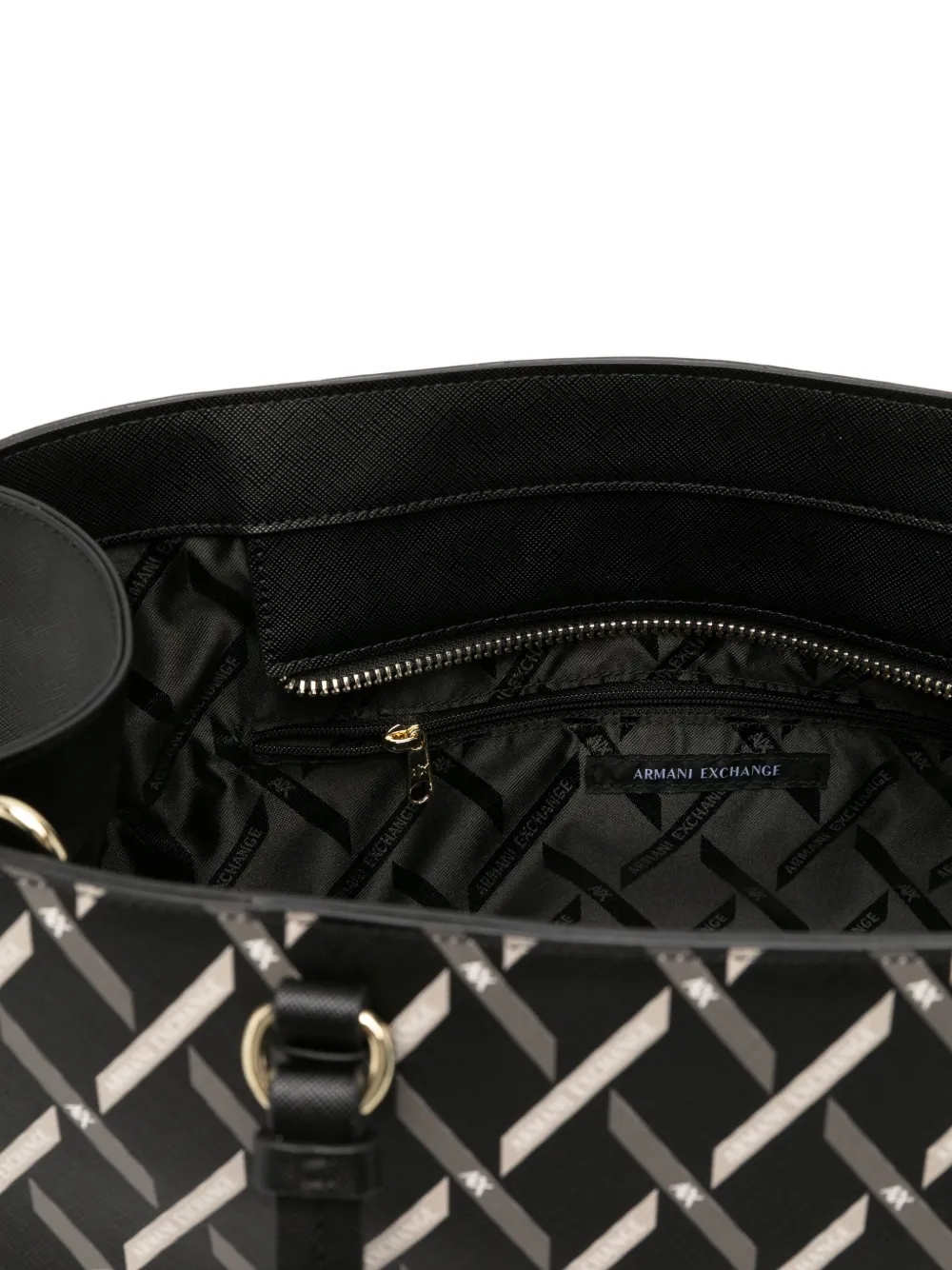 Armani Exchange Logo-charm Tote Bag In Black