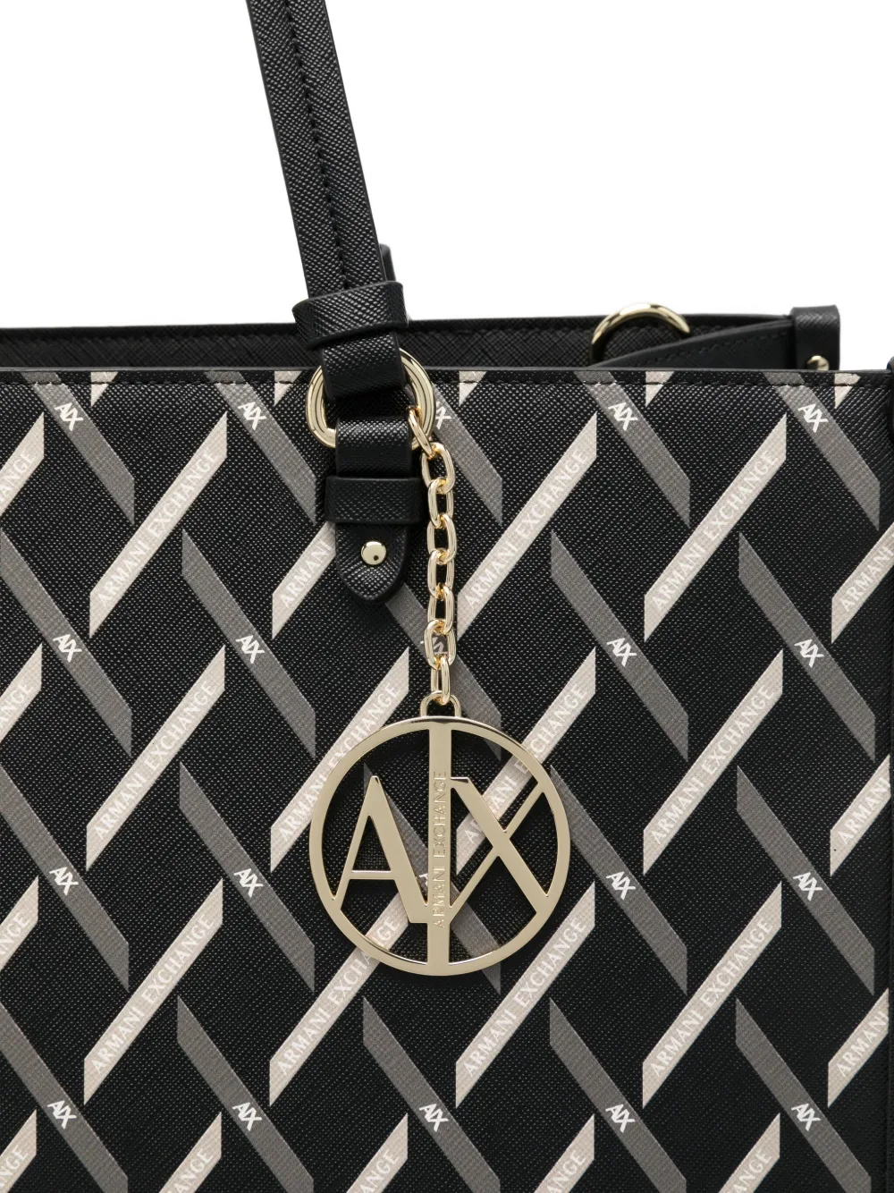 Armani Exchange Logo-charm Tote Bag In Black