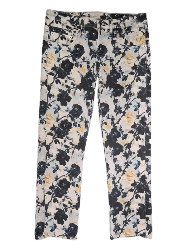 R13 Floral-pattern Trousers in White