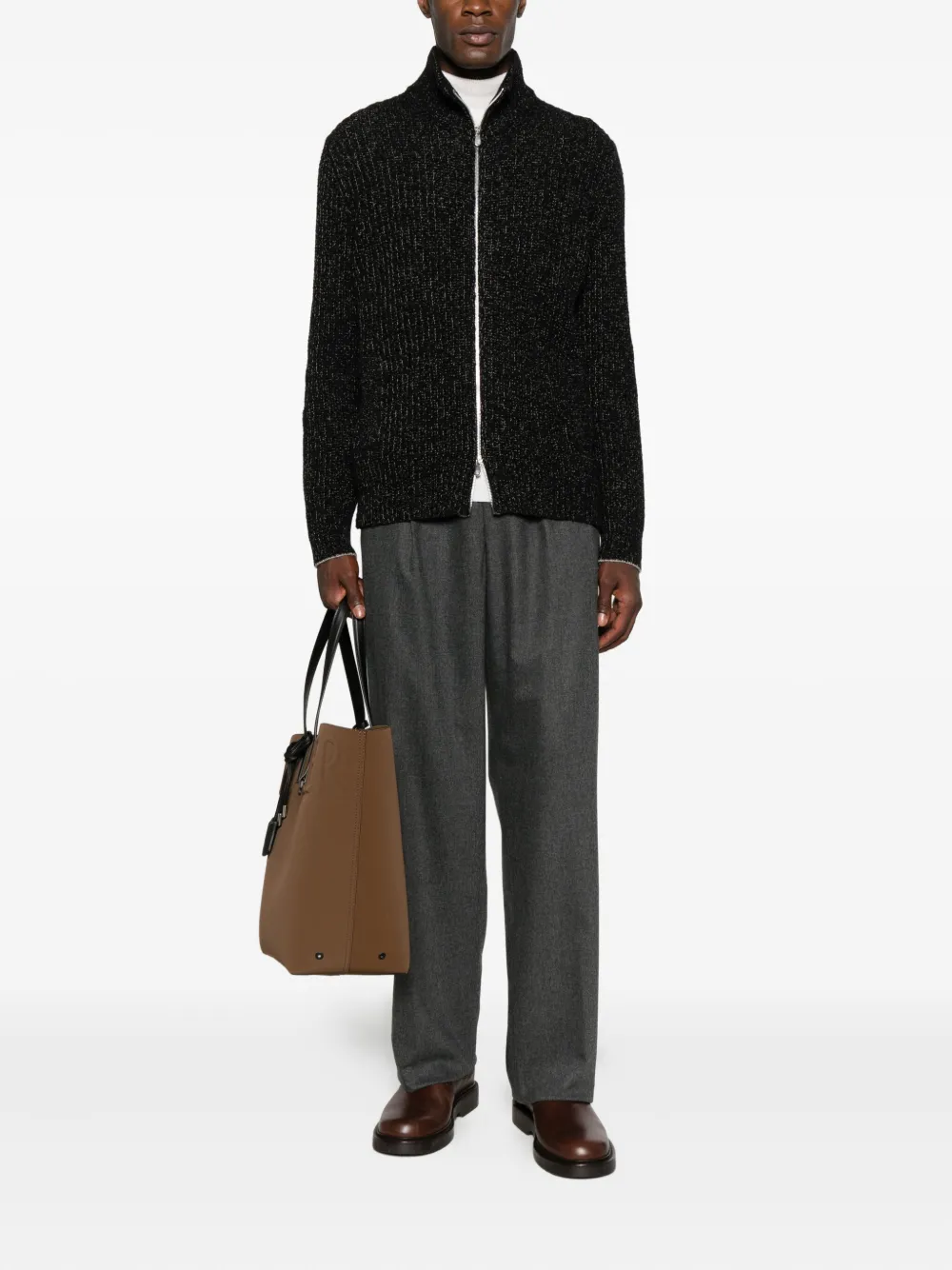 Brunello Cucinelli Vest met rits en lange mouwen - Zwart