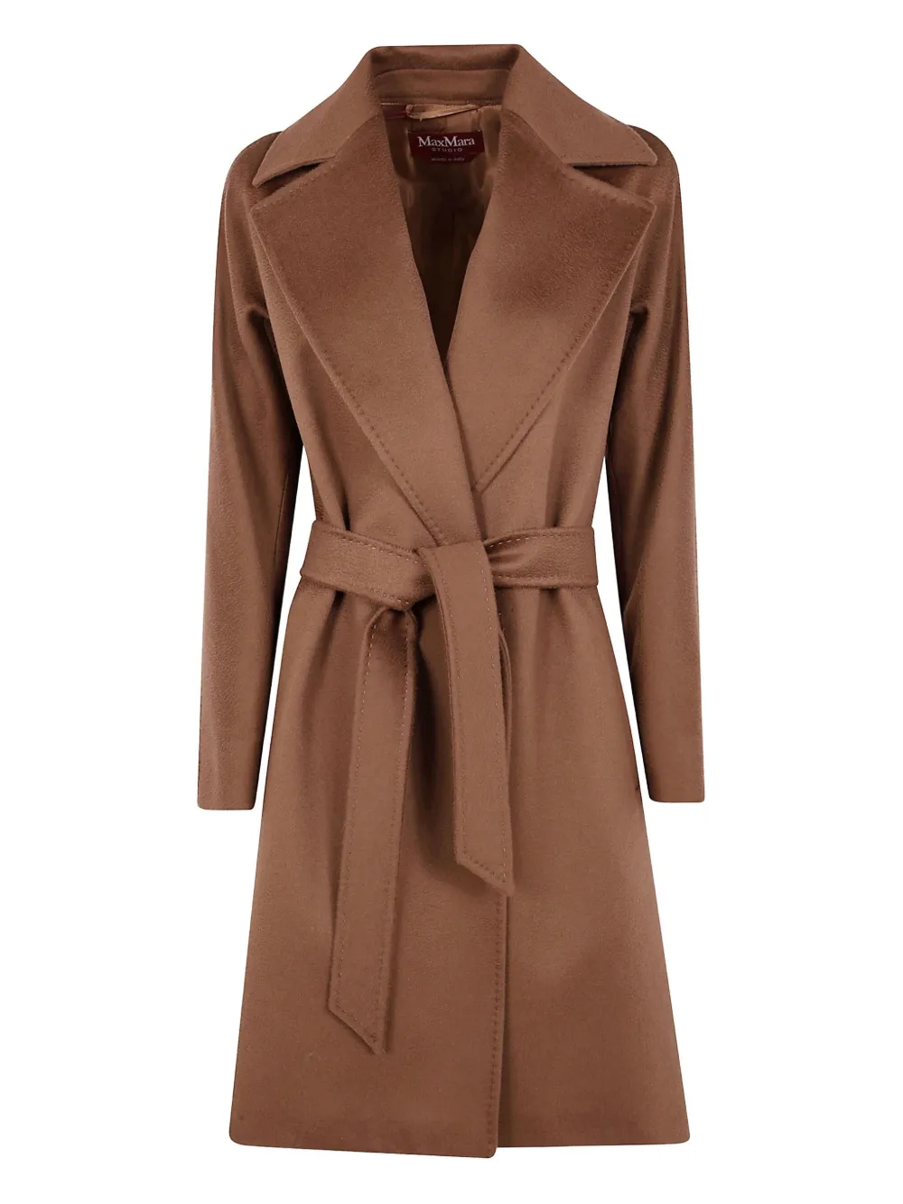 Max Mara Tie-fastening Coat In Brown