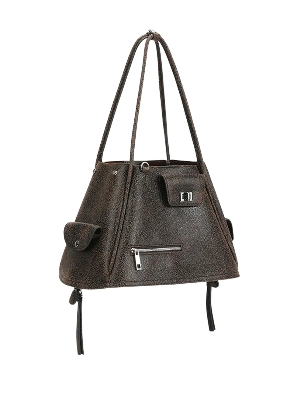 Pabepabe Schoudertas met ritszak - Bruin