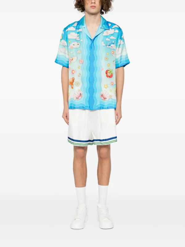Casablanca Silk Twill Shirt | Blue | FARFETCH