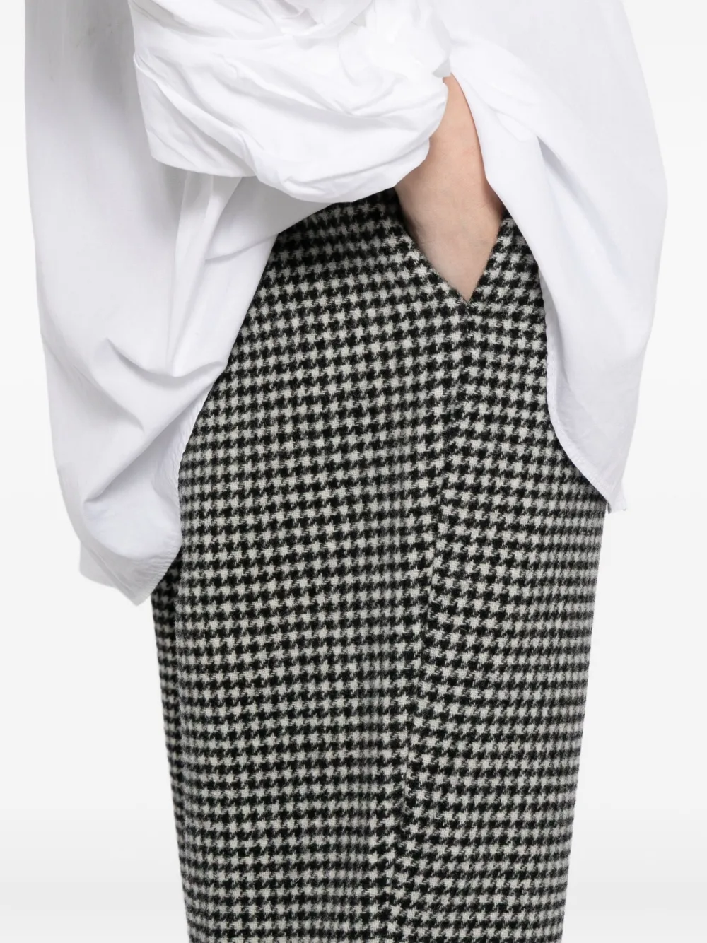 Black Comme Des Garçons Houndstooth Trousers In Black