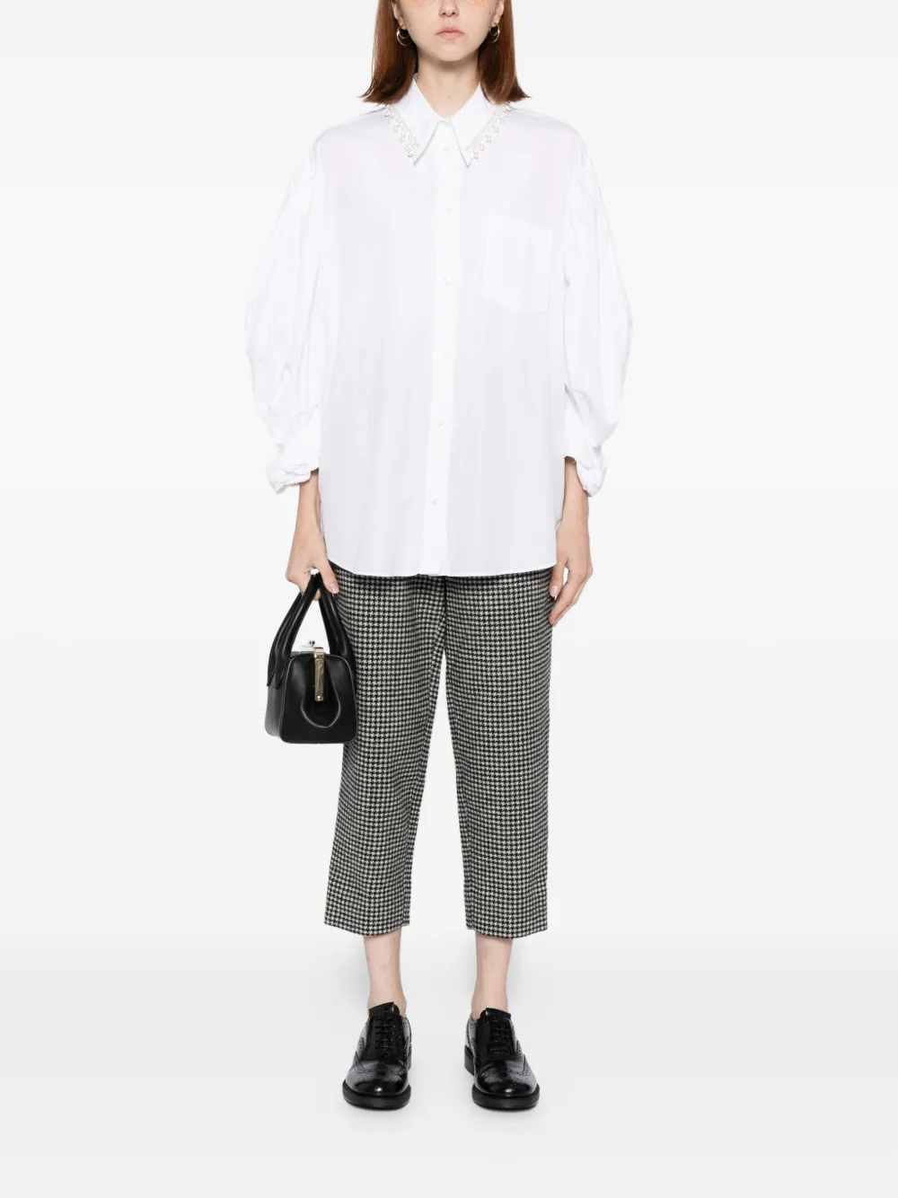 Black Comme Des Garçons houndstooth trousers - Zwart