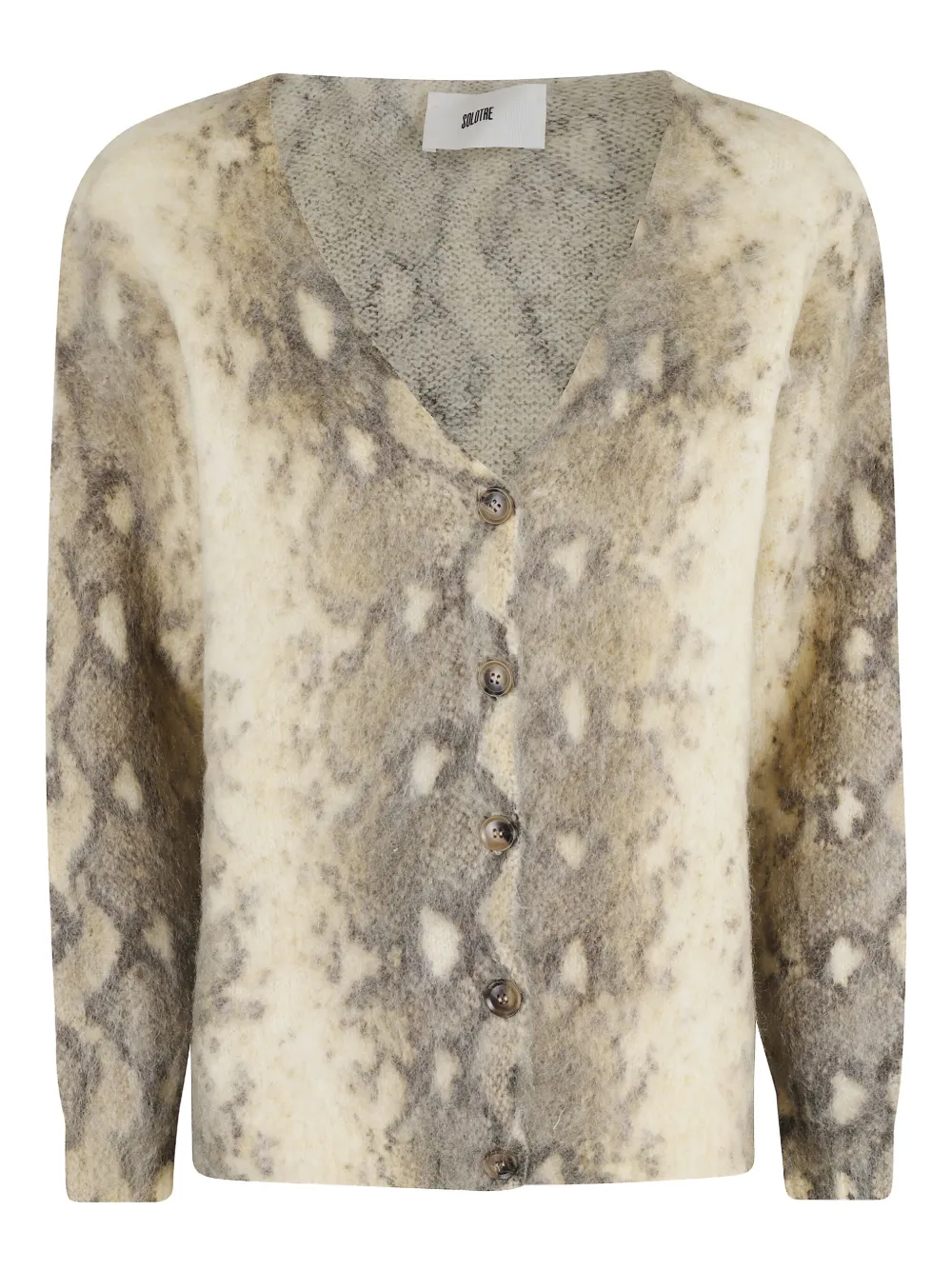 Solotre Button Snake-pattern Cardigan In Brown