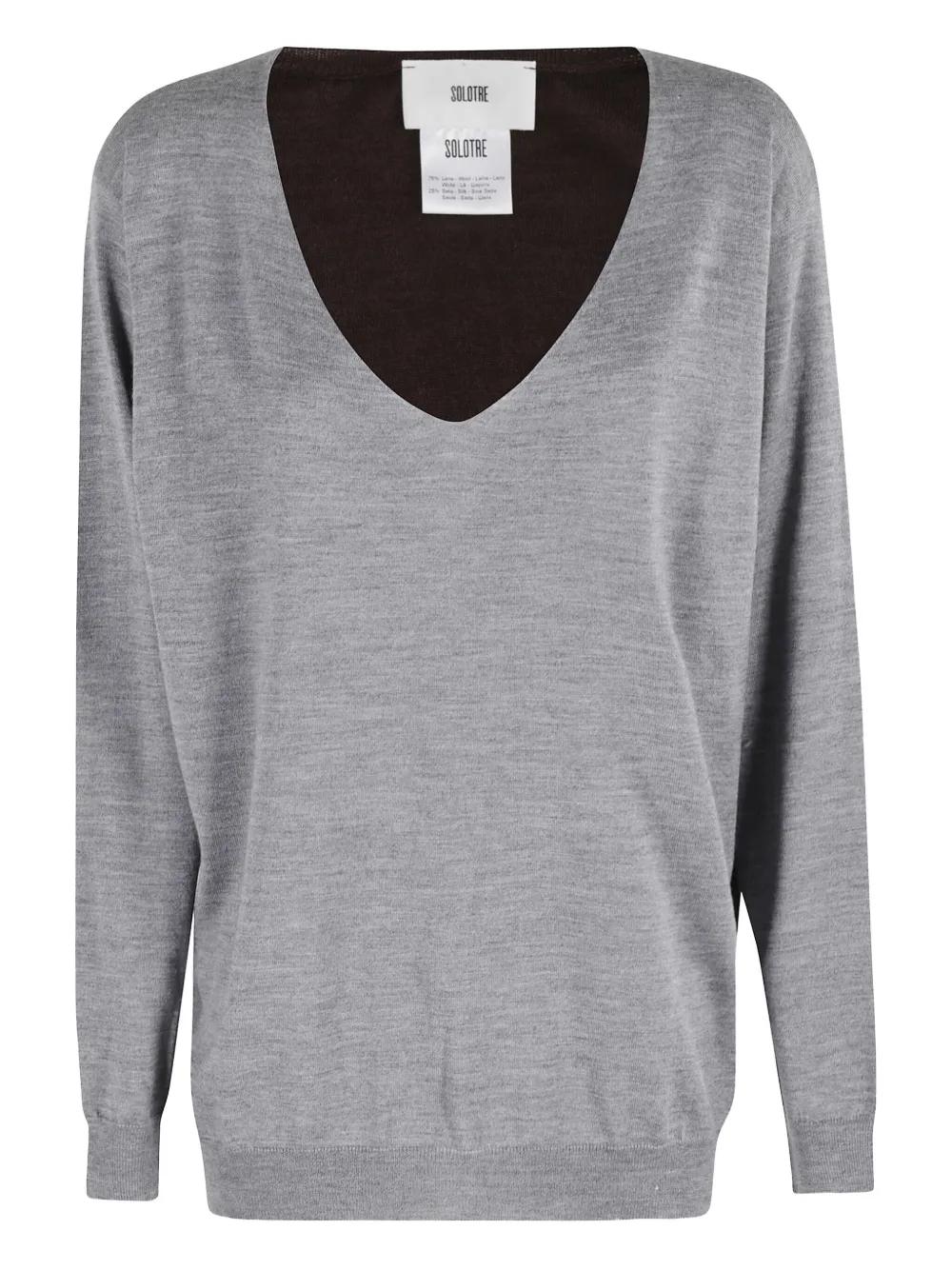SOLOTRE suéter con diseño color block y cuello en V | gris | Image 1