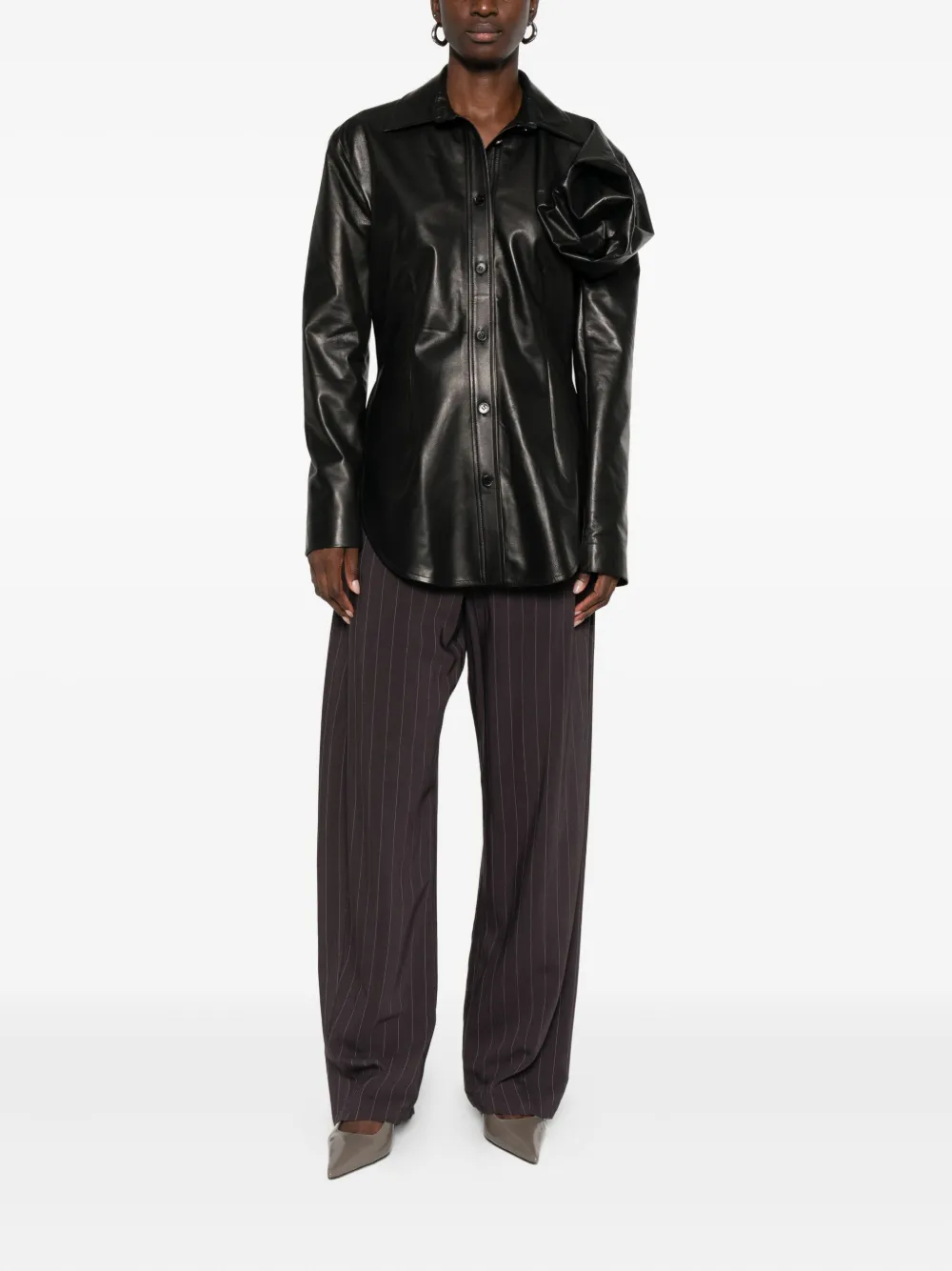 LITKOVSKA buttoned leather shirt - Blauw