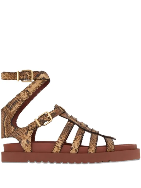 Zimmermann Goldie Gladiator Buckle Sandals in Brown
