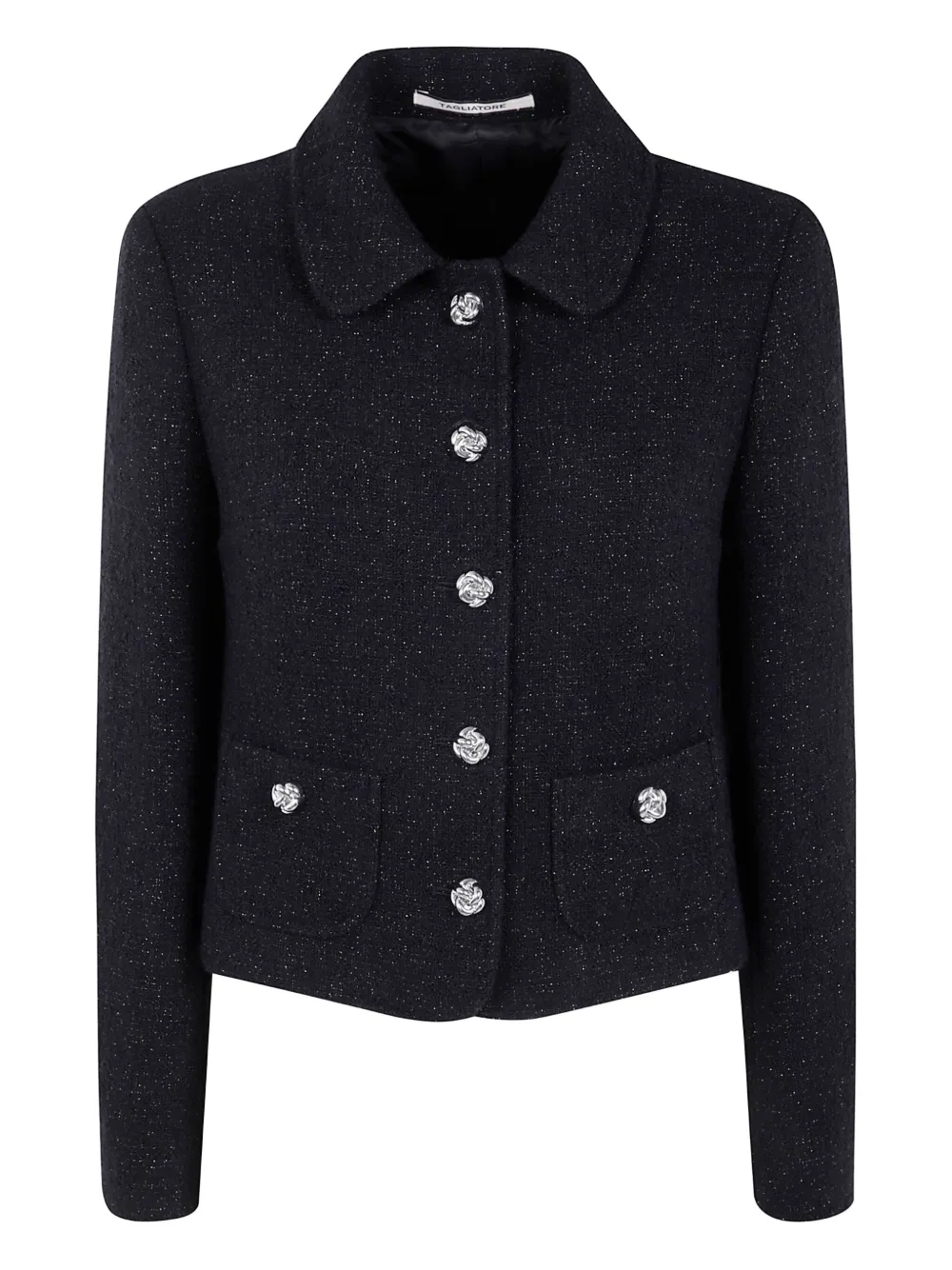 Tagliatore Textured Fabric Jacket With Long Sleeves And Pockets In Black