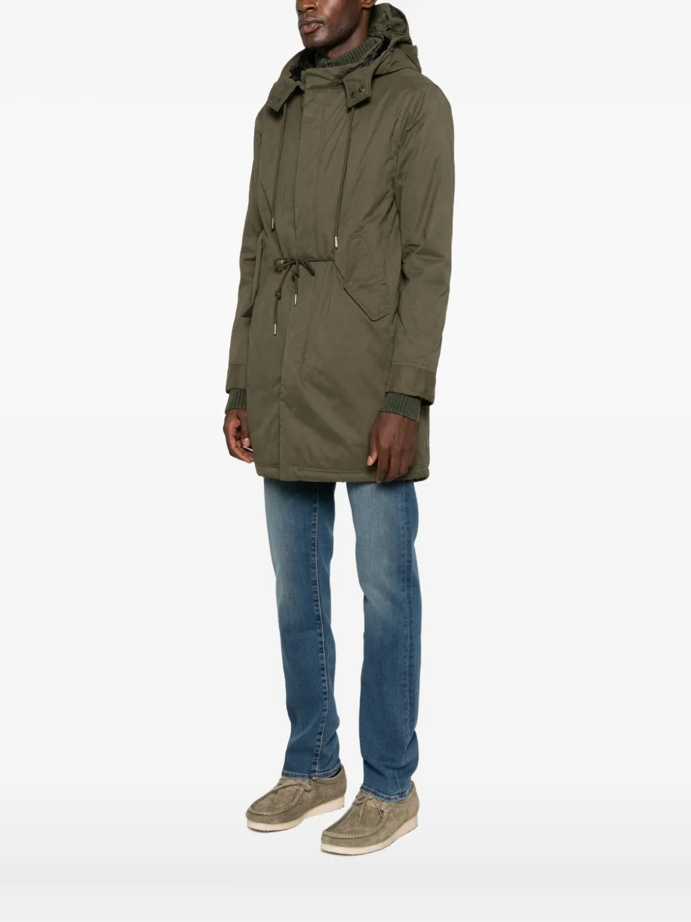 Anerkjendt Hooded Drawstring-hem Jacket In Green