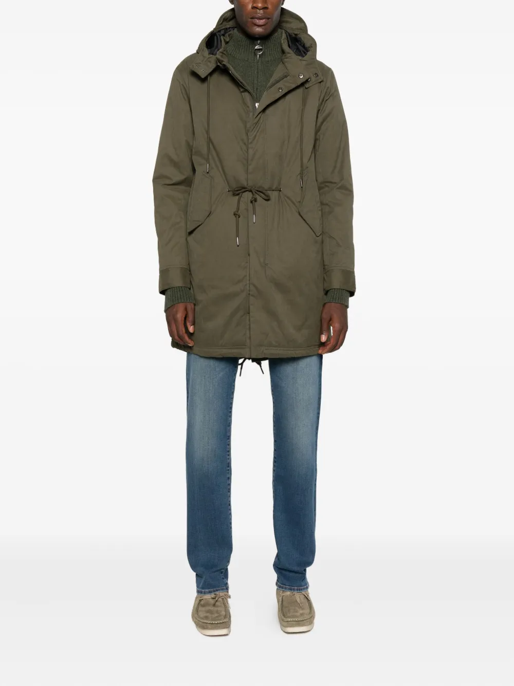 Anerkjendt Hooded Drawstring-hem Jacket In Green