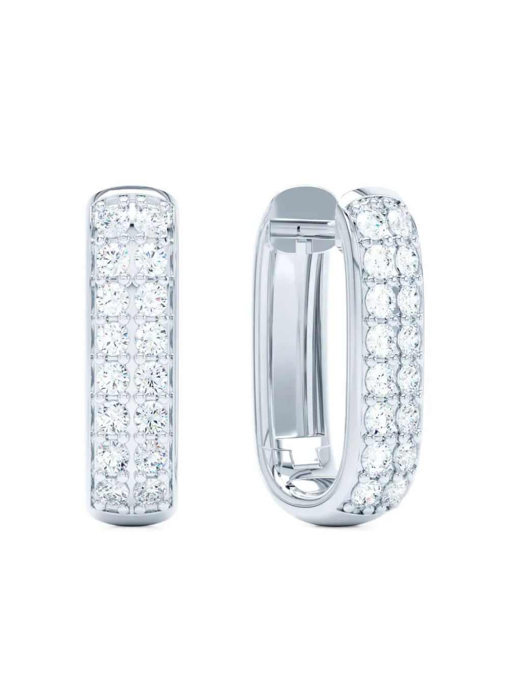 LOEV Orecchini a cerchio Allday in oro bianco 14 carati con diamanti - Argento