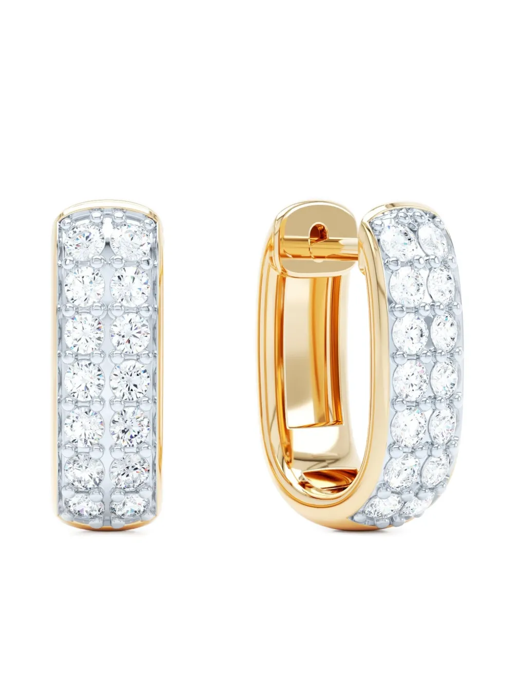 LOEV  14K yellow gold Allday Elongated diamond huggie earrings | Gold | Image 1