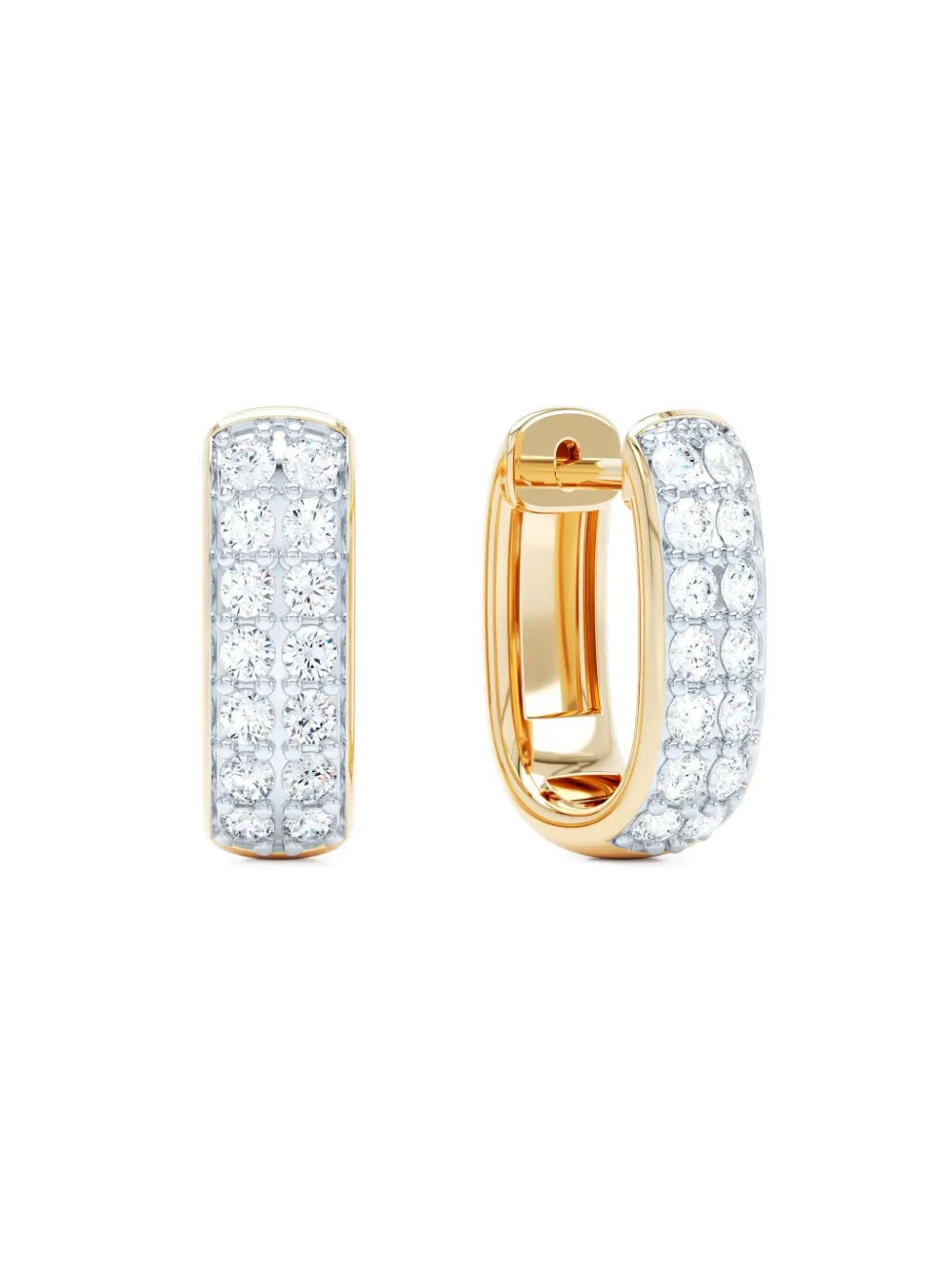 LOEV  14K yellow gold Allday Elongated diamond huggie earrings | Fine Jewelry | Image 2