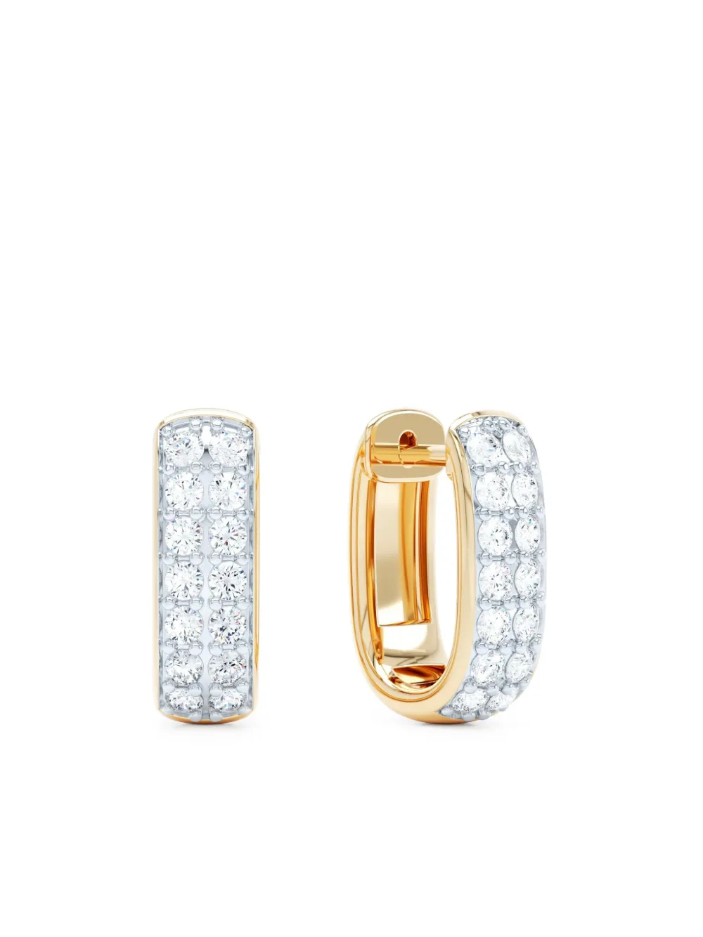 LOEV  14K yellow gold Allday Elongated diamond huggie earrings | Fine Jewelry | Image 2