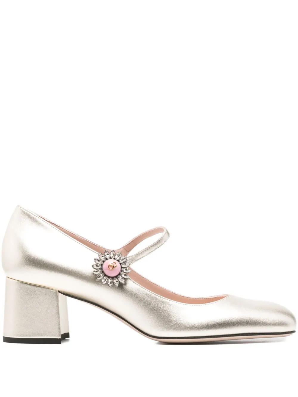 Valentino Garavani 55mm Crystal-embellished Heeled Pumps In Metallic