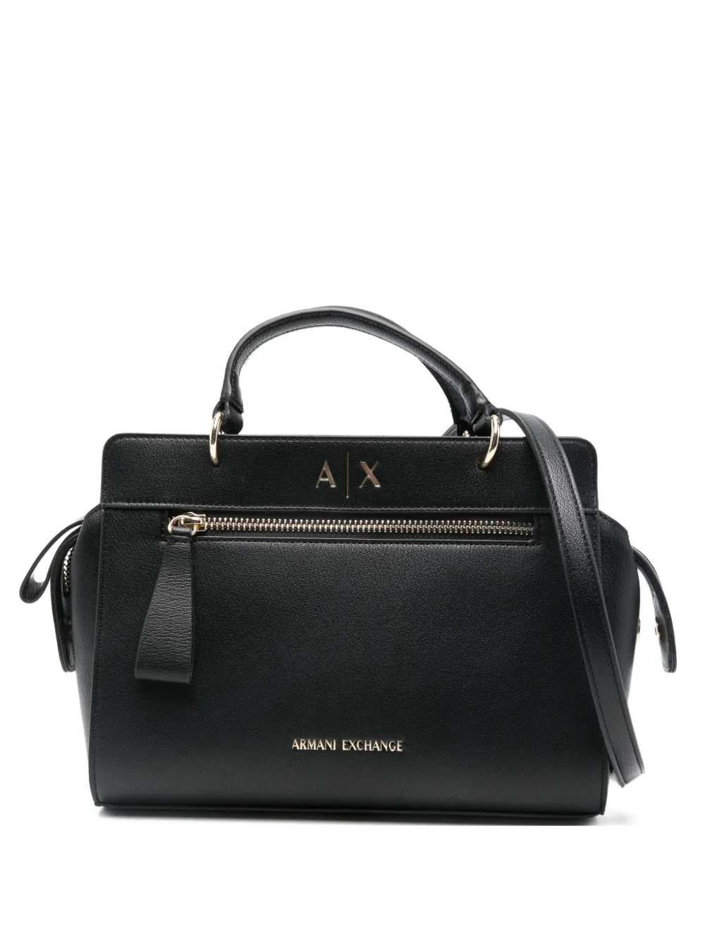 Armani Exchange logo-lettering zip-fastening satchel - Nero